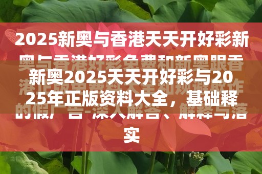 新奥2025天天开好彩与2025年正版资料大全，基础释义、专家解析解释与落实?杜绝虚假诱导词